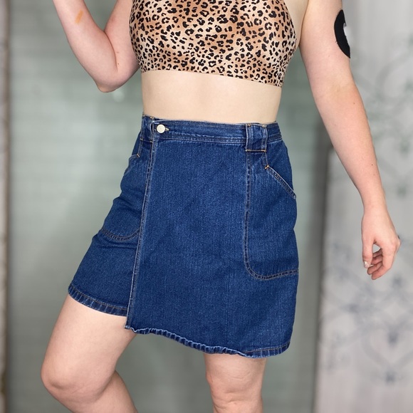 Vintage Pants - Vintage Denim Skort by Bill Blass Size 6 / Medium